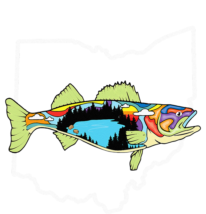 Ohio Map Walleye Fishing Freshwater Fisherman Walleye Fish Sustainable Bucket Hat