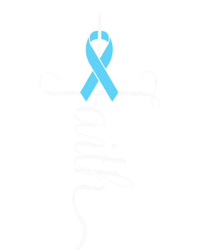 Prostate Cancer Awareness Light Blue Ribbon Faith Survivor V-Neck T-Shirt