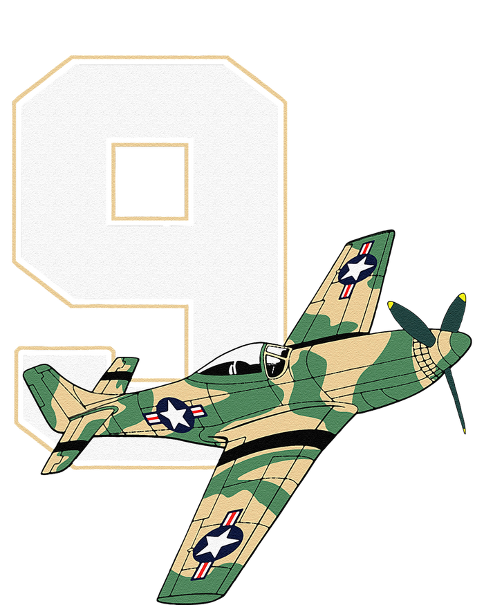 9th Birthday Military Plane Aircraft Fighter 9 Year Old T-Shirt