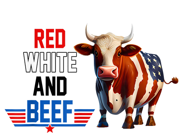 Red White And Beef Vintage Usa Flag 4th Of July Funny Cow T-Shirt