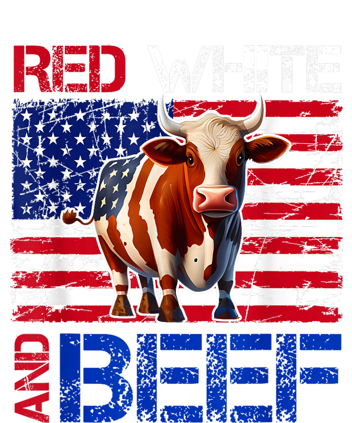 Red White And Beef Vintage Usa Flag 4th Of July Funny Cow T-Shirt