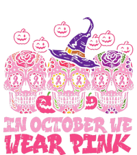 In October We Wear Pink Sugar Skull Halloween Breast Cancer Women's Racerback Cropped Tank