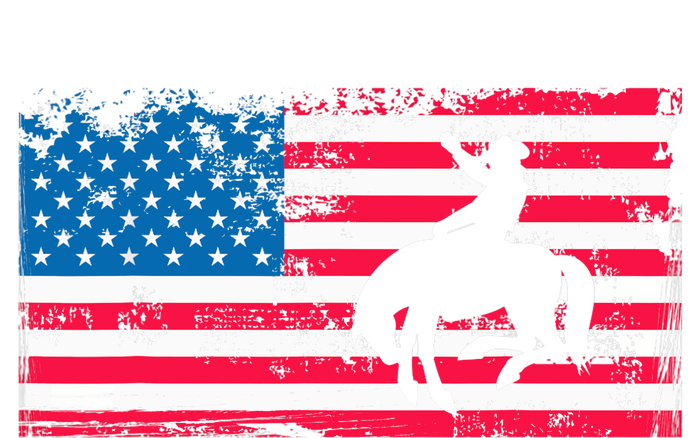 Retro American Flag Rodeo Bronc Horse Riding Cowboy Cowgirl Tall Long Sleeve T-Shirt