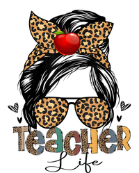 Back To School Teacher Life Messy Bun Leopard Teacher Women T-Shirt