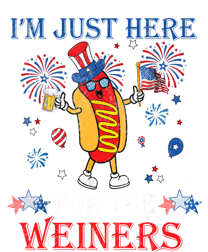 Funny Im Just Here For The Wieners 4Th Of July USA Hot Dog T-Shirt