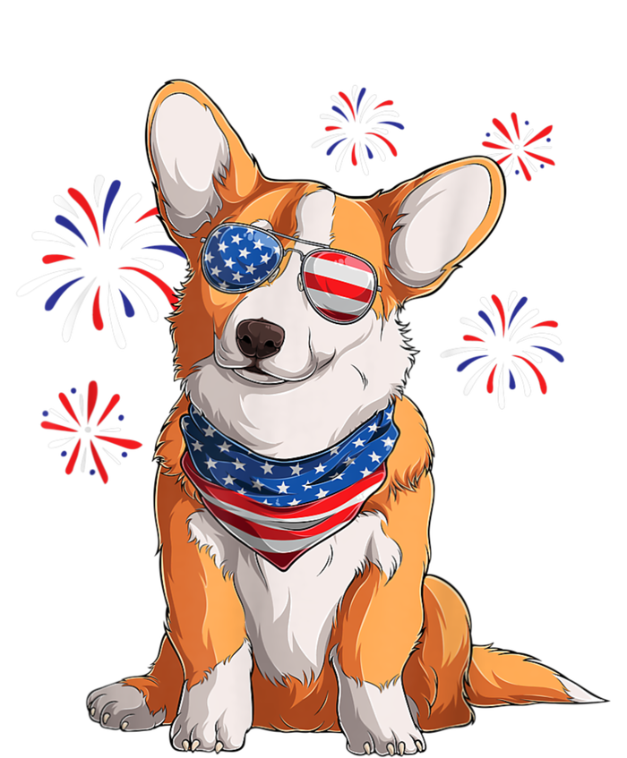 Corgi Dog American USA Flag 4th Of July Men Corgi Lover V-Neck T-Shirt