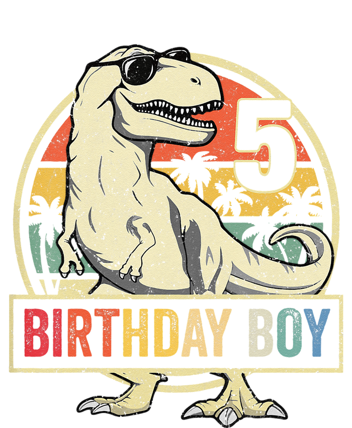 Kids 5 Year Old 5th Birthday Boy T Rex Dinosaur V-Neck T-Shirt