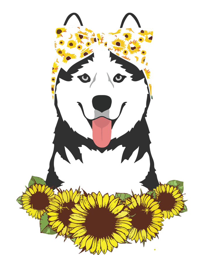 Girl Women Mom Siberian Husky Dog Sunflower Puppy Lover Cooling Performance Crew T-Shirt