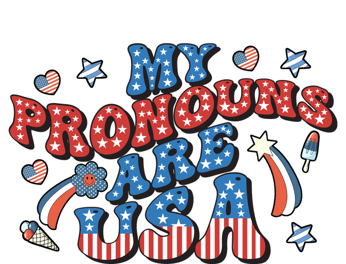 My Pronouns Are USA 4th Of July Groovy Cooling Performance Long Sleeve Crew