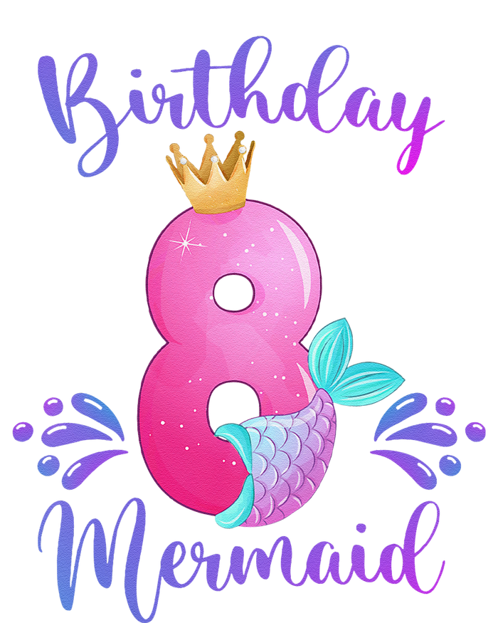 Funny 8th Birthday Mermaid Birthday Party 8 Years Old Fish T-Shirt