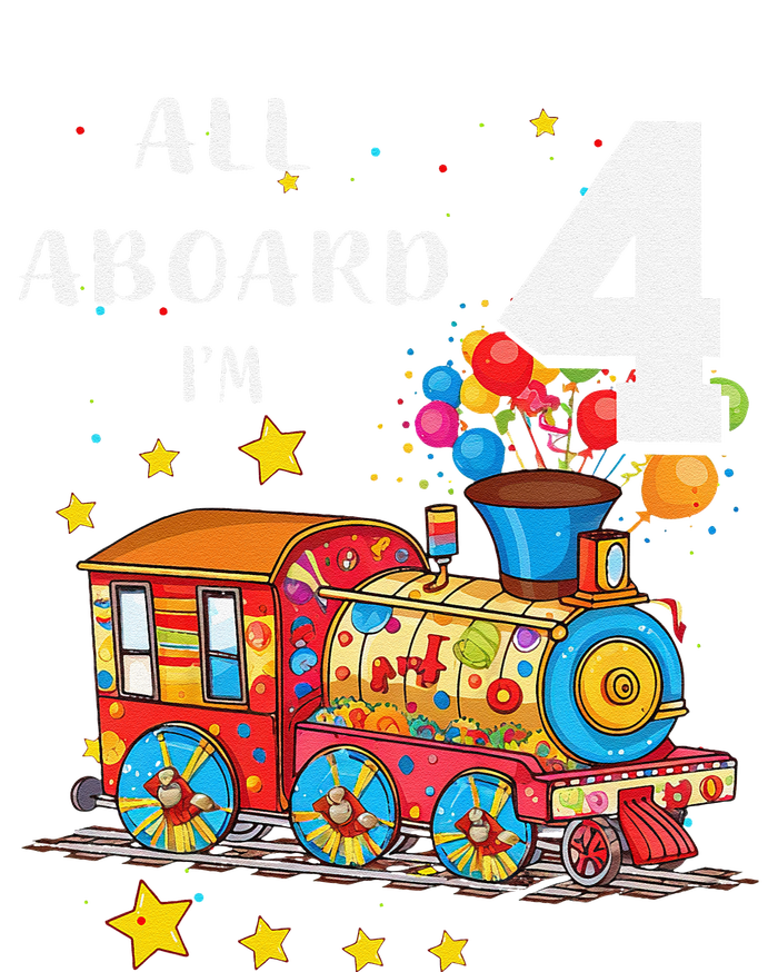 Funny All Aboard Im 4 Train Birthday T-Shirt