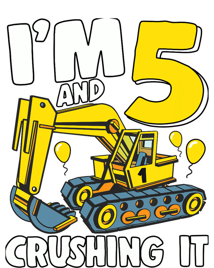 I'm 5 And Crushing It 5 Years Boy 5th Birthday Excavator T-Shirt