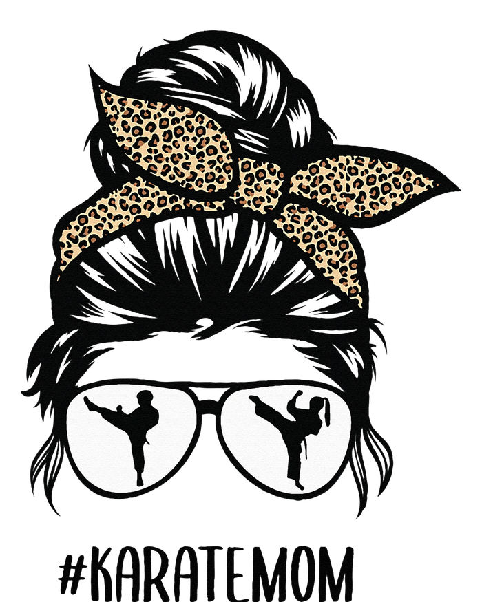 Karate Mom Leopard messy bun hair glasses Ladies Long Sleeve Shirt