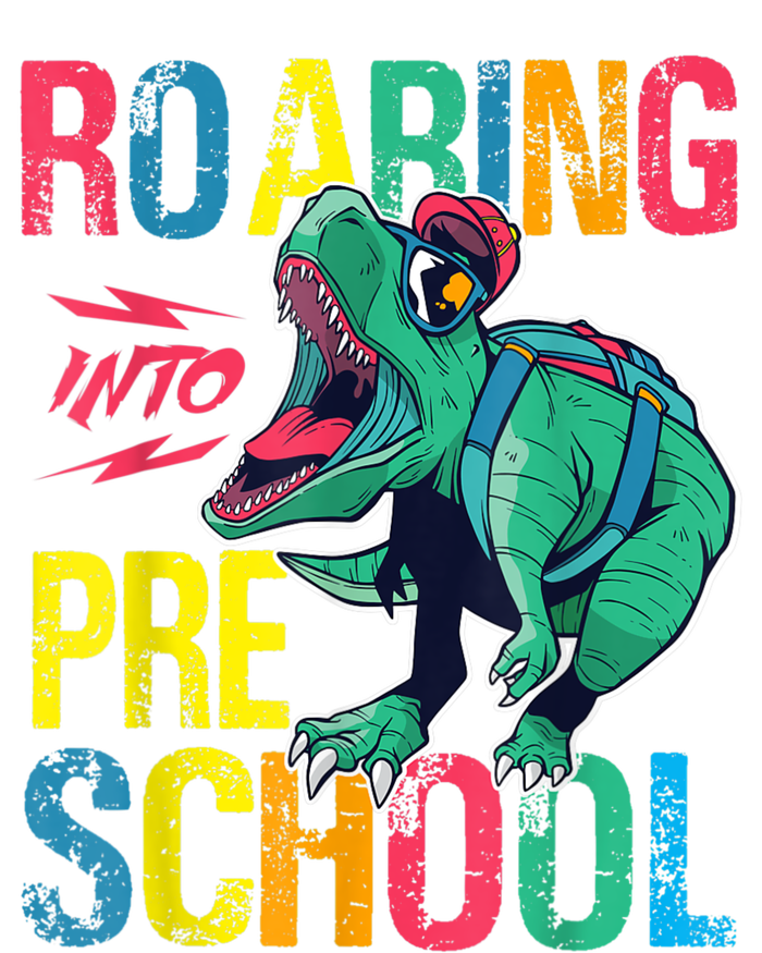 Roaring Into Preschool Dinosaur First School Day School Dino High Crown Mesh Back Trucker Hat