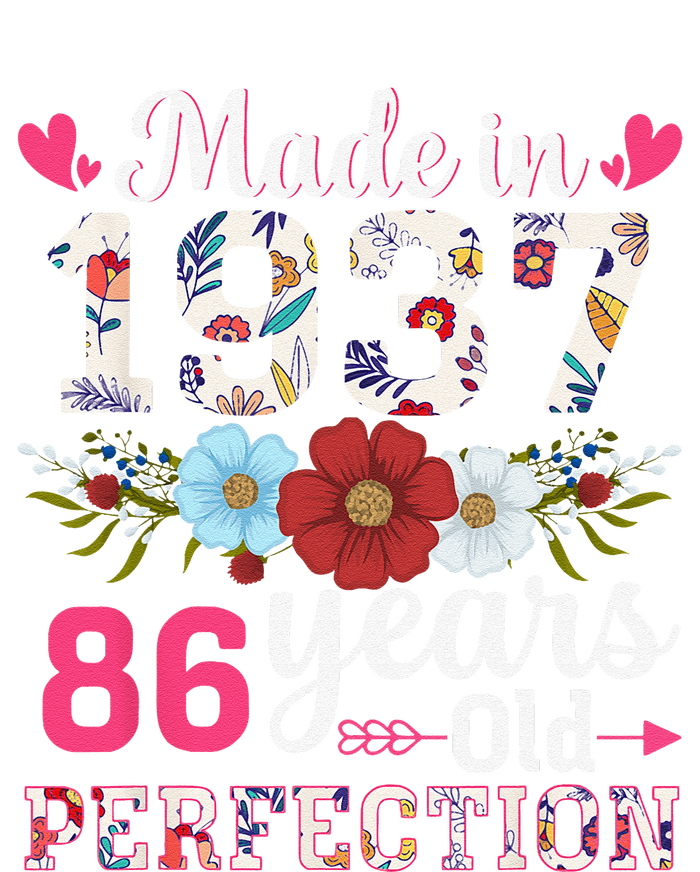 Made In 1937 Floral 86 Years Old 86th Birthday Tall Long Sleeve T-Shirt