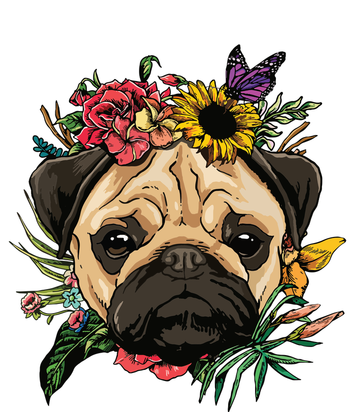 Floral Pug Dog Spring Nature Dog Lovers T-Shirt