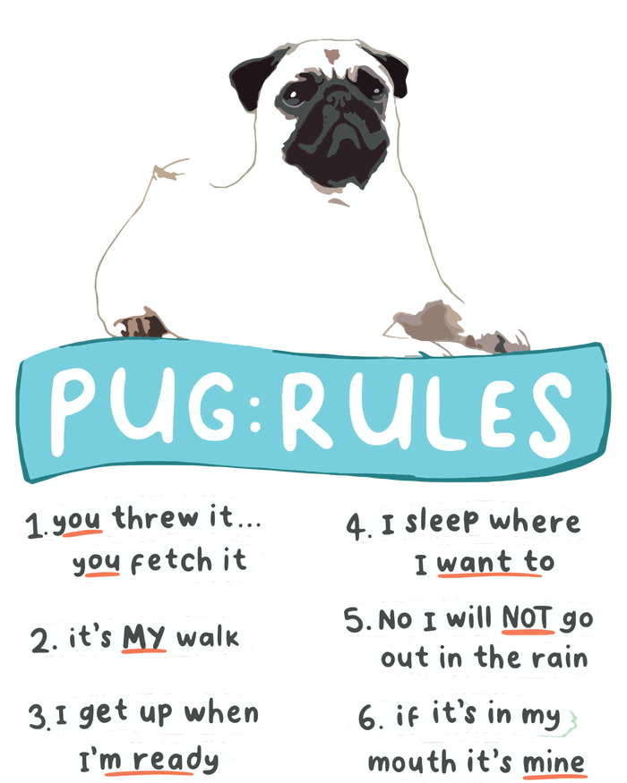 Funny Pug Rules Tee Pug Lover Shirts Pug Owner T-Shirt