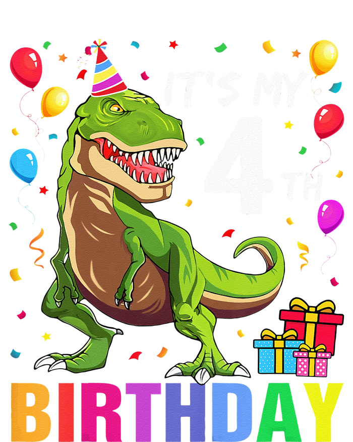 Kids Its My 4th Birthday Happy 4 Year T Rex T-Shirt