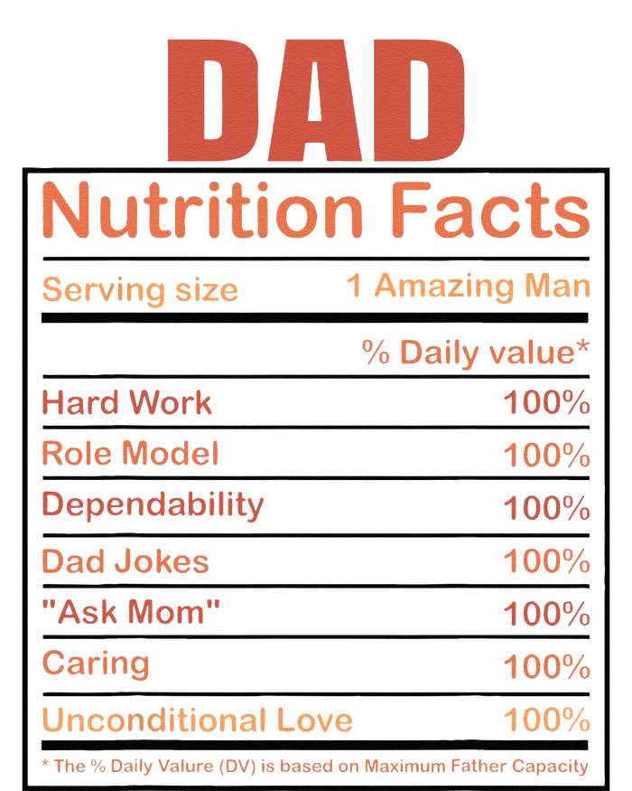 Dad Nutrition Facts Funny Humorous Dad Quote For Fathers Day Poster