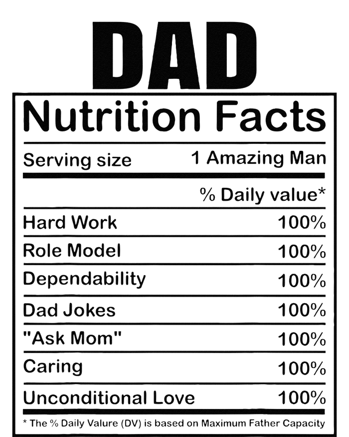 Dad Nutrition Facts Funny Humorous Dad Quote For Fathers Day Sweatshirt