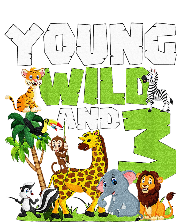 Kids Young Wild And 3 Safari Animal Themed 3rd Birthday Party Drawstring Bag