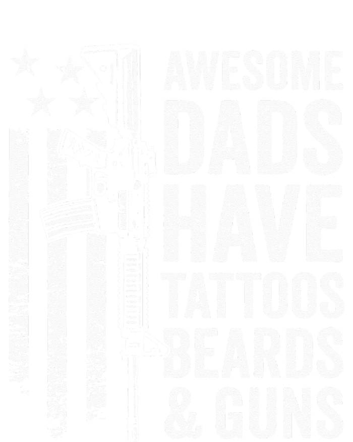 Awesome Dads Have Tattoos Beards & Guns Fathers Day Gun High Crown Mesh Back Trucker Hat