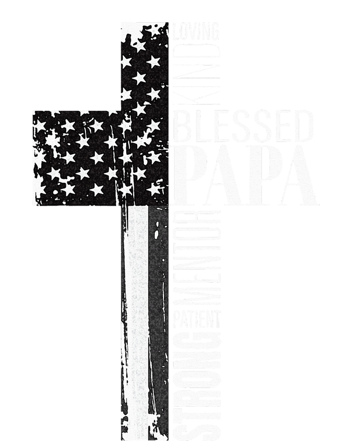 Blessed Papa American Flag Christian Religious Fathers Day V-Neck T-Shirt