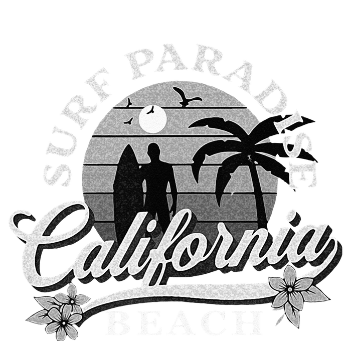 Grey Scale Surfing Design Surf Paradise At California Beach Womens Cotton Relaxed Long Sleeve T-Shirt