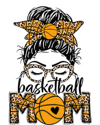 Women Basketball Mom Game Day Messy Bun Leopard Bleached Adult ChromaSoft Performance T-Shirt