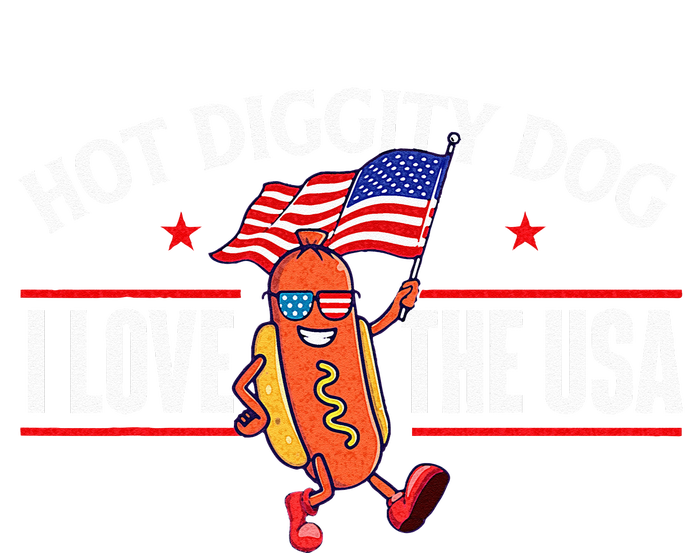 Hot Diggity Dog USA American Flag 4th Of July Fourth Dry Zone Grid Polo