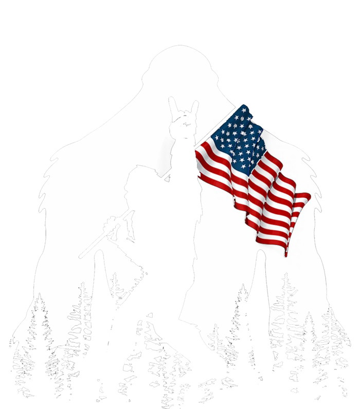 Bigfoot Rock On Hold American Flag Sasquatch Believers T-Shirt