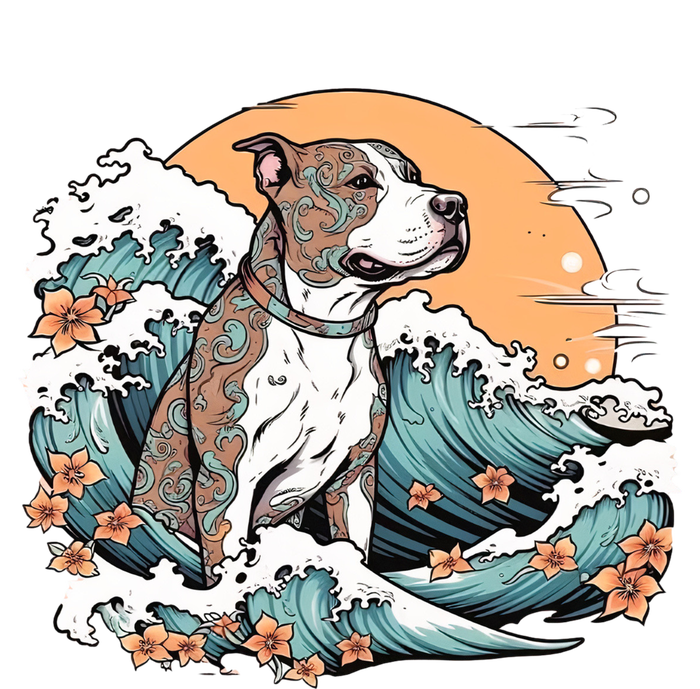 Summer Pitbull Funny Pitbull Mom Dog Mama Beach Vibes Dog Wave Summer Ladies Essential Tank