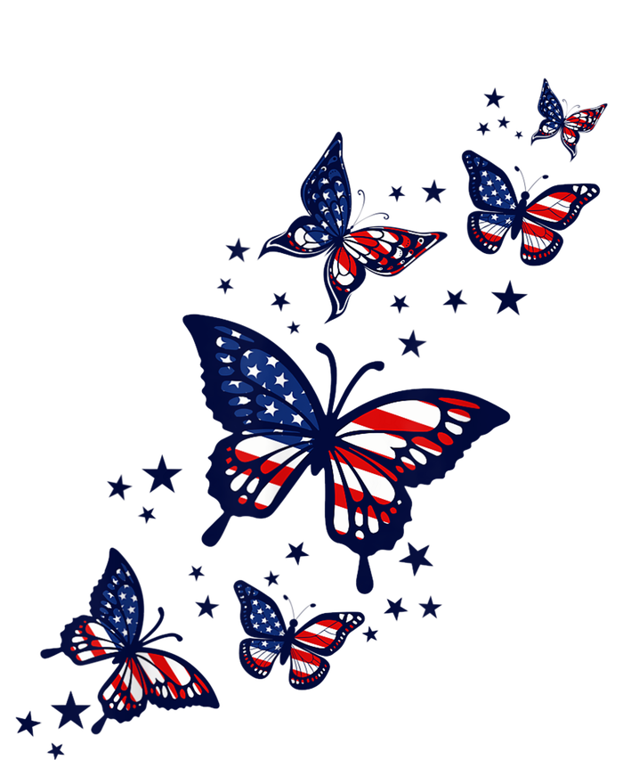 Th Patriotic America flag Butterflies Lover 4th Of July T-Shirt