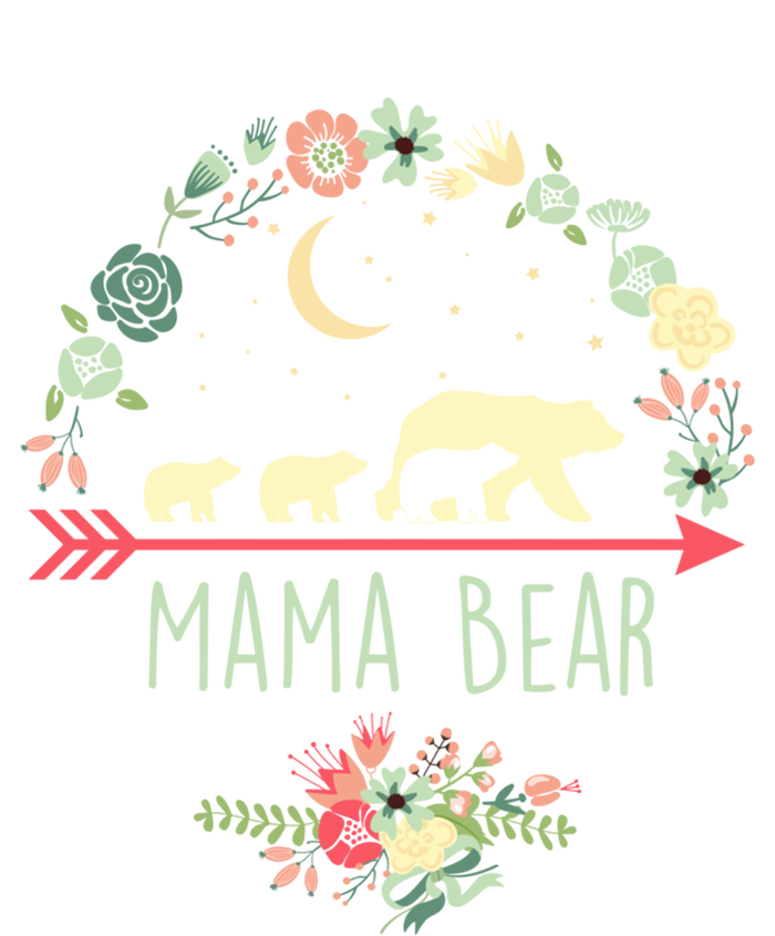 Mama Bear With 3 Cubs Funny Gift Floral Mothers Day Women's Tri-Blend 3/4-Sleeve Raglan Shirt