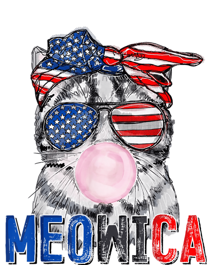 Patriotic Cat Meowica Bubblegum 4th of July Funny Cat Lover Metallic Star Ornament