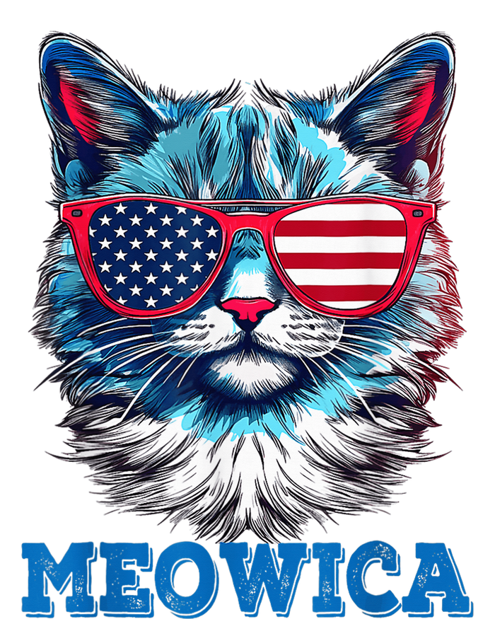 Patriotic Cat Sunglasses American Flag 4th of July Meowica Dry Zone Grid Polo