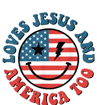 Retro Loves Jesus And America Too God Christian 4th Of July T-Shirt