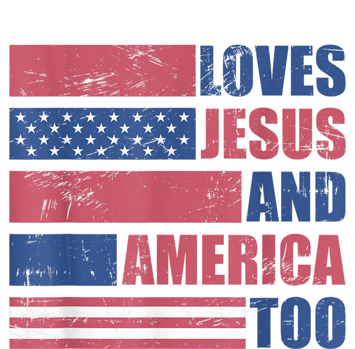 Retro Loves Jesus and America Too God Christian 4th of July T-Shirt