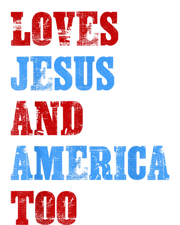 Retro Loves Jesus and America Too God Christian 4th of July Premium T-Shirt