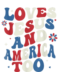 Retro Loves Jesus and America Too God Christian 4th of July Kids T-Shirt