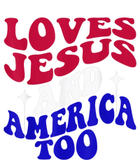 Loves Jesus And America Too Funny 4th Of July Groovy & Wavy City Backpack