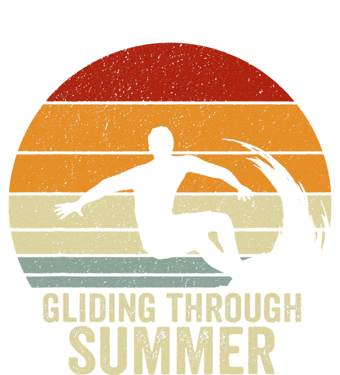 Retro Surfer Gliding through Summer Vintage Surfing Grommeted Golf Towel