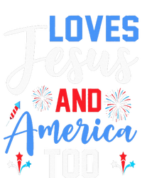 Retro Loves Jesus and America Too God Christian 4th of July Ladies Long Sleeve Shirt