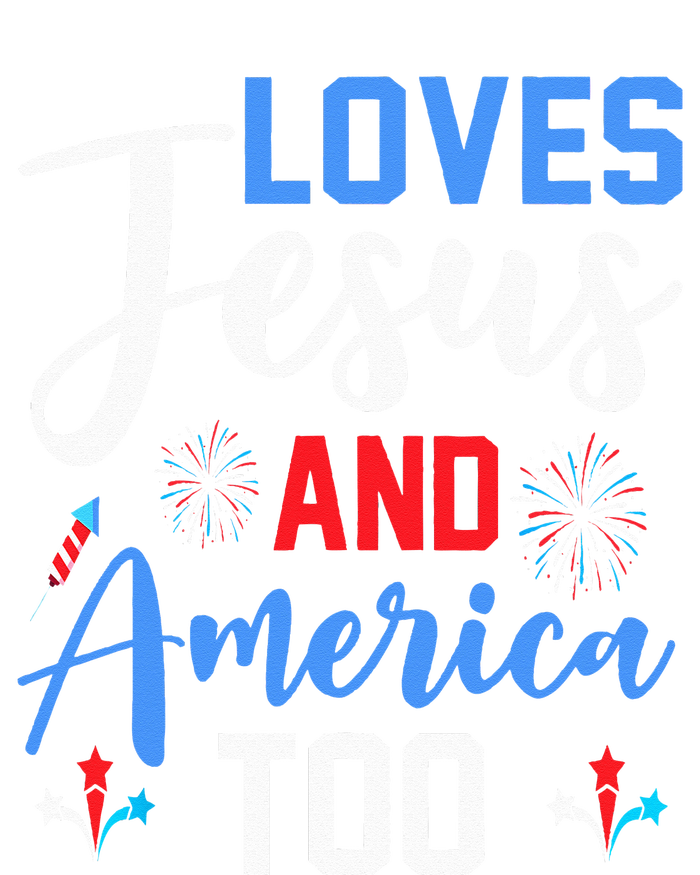 Retro Loves Jesus and America Too God Christian 4th of July Ladies Long Sleeve Shirt