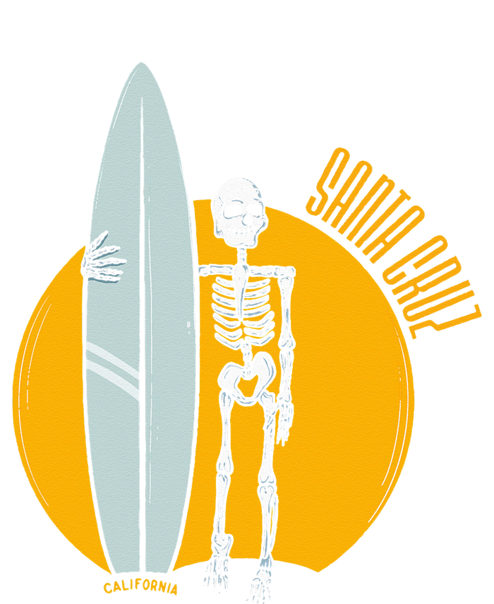 Santa Cruz Surf California Sunset Beach Surfing Skeleton T-Shirt