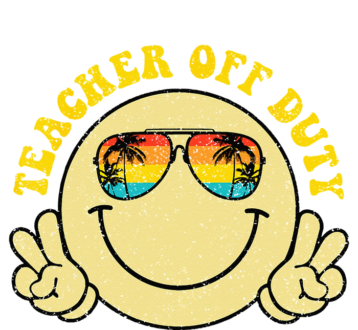 Teacher Off Duty Smile Face Retro Beach Last Day Of School Ladies Long Sleeve Shirt