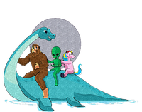 Alien Bigfoot Unicorn Riding Loch Ness Monster Cryptozoology T-Shirt