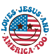 Groovy Loves Jesus And America Too God Christian 4th Of July T-Shirt