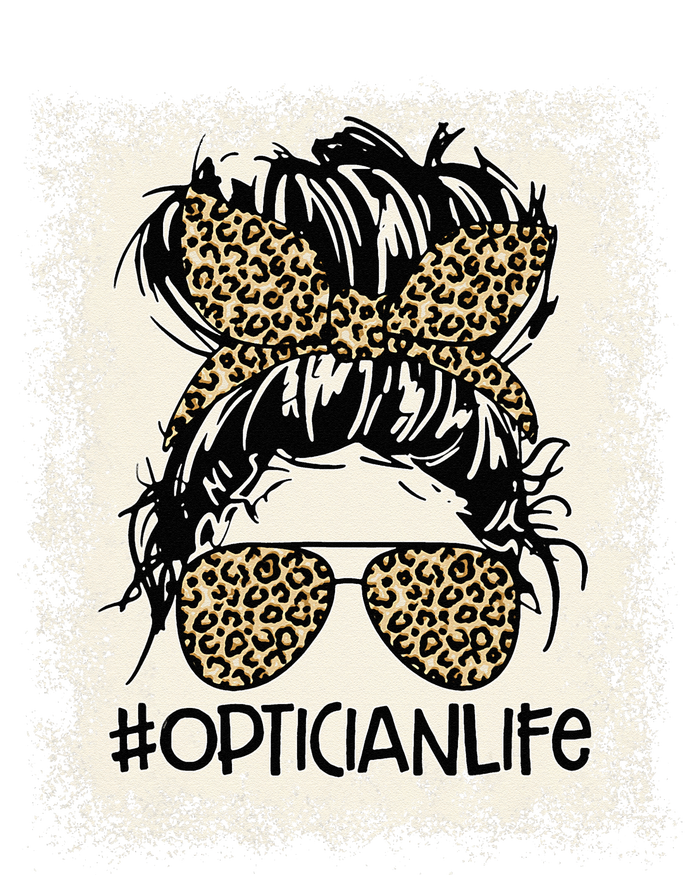 Optician Life Bleached Messy Bun Headband Leopard Full-Length Apron With Pockets