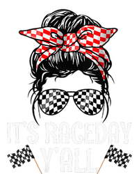 Its Race Day Yall Checkered Flag Racing Messy Bun 7-Panel Snapback Hat